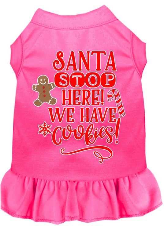 Santa, We Have Cookies Screen Print Dog Dress Bright Pink XXL